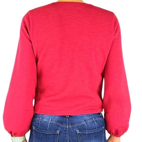 Madewell Texture & Thread Crepe Wrap Top Size Small Pink - Picture 4 of 6